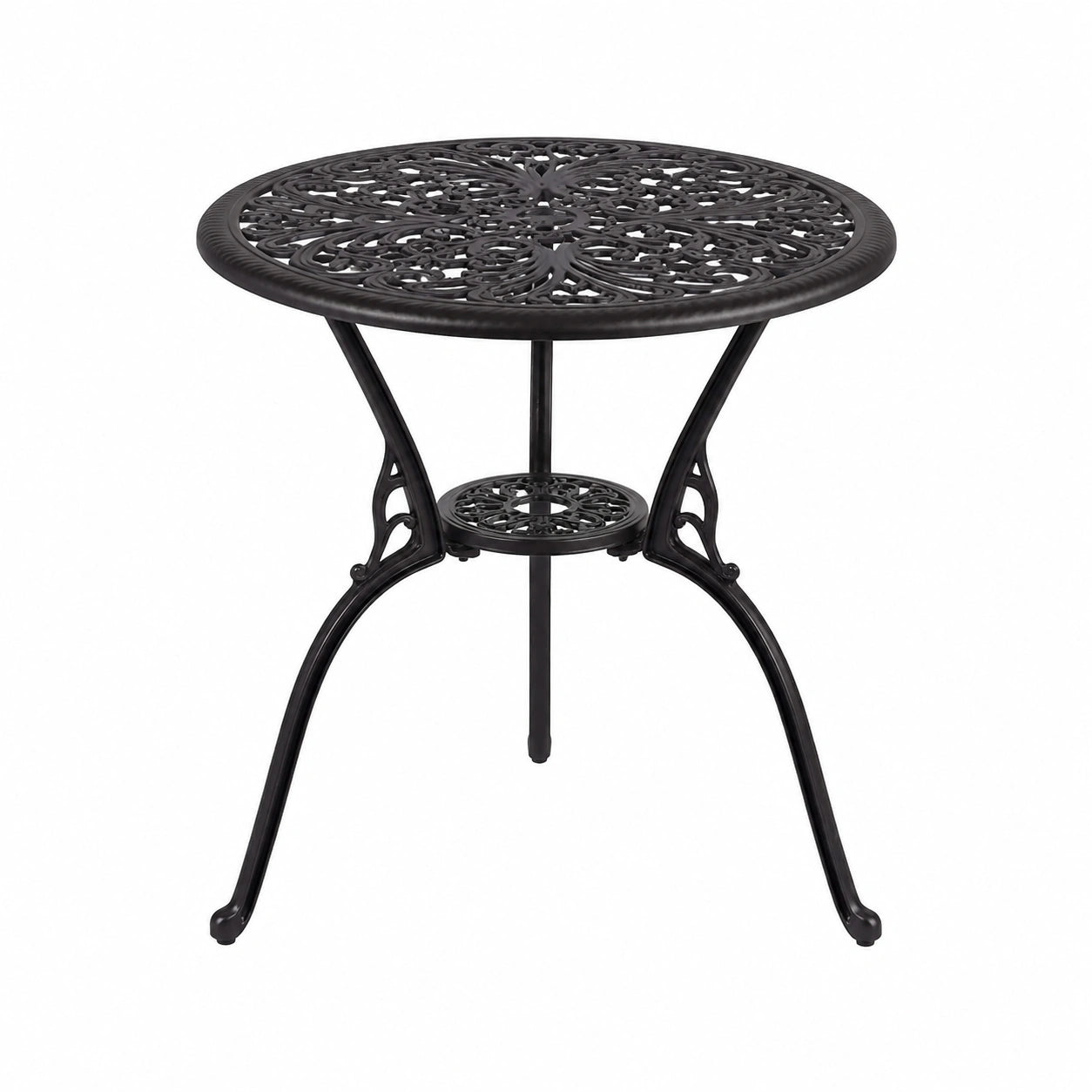 Salon de jardin, avec 2 chaises, en aluminium, 3 pièces, coloris noir, pour la terrasse ou le jardin