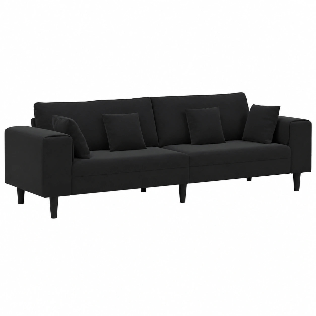 Canapé, en velours, 250 x 77 x 76 cm, coloris noir, pour le salon
