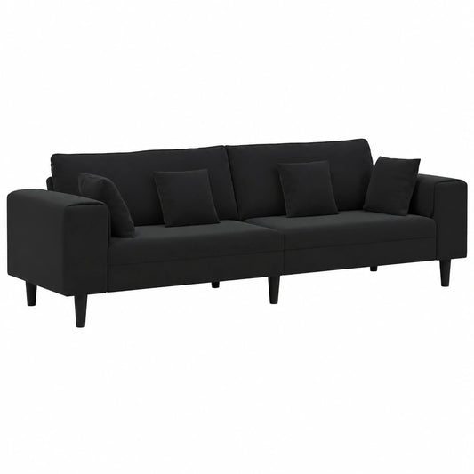 Canapé, en velours, 250 x 77 x 76 cm, coloris noir, pour le salon