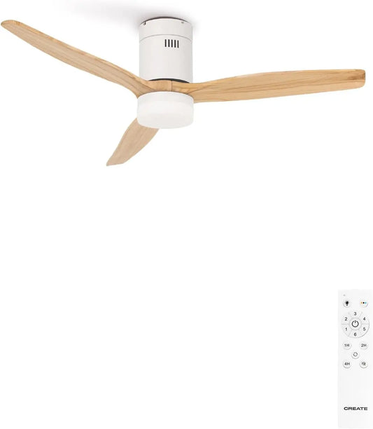 CREATE ventilateur de plafond, puissance 40 W, à fonctionnement silencieux, avec télécommande, avec minuterie, coloris blanc