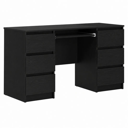Bureau, en chêne, coloris noir, 140 x 50 x 76 cm, pour l’espace de travail