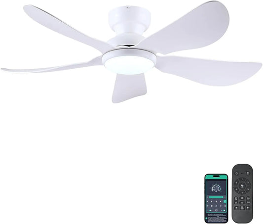 ventilateur de plafond, avec fonctions connectées, installation encastrable, avec télécommande, coloris blanc