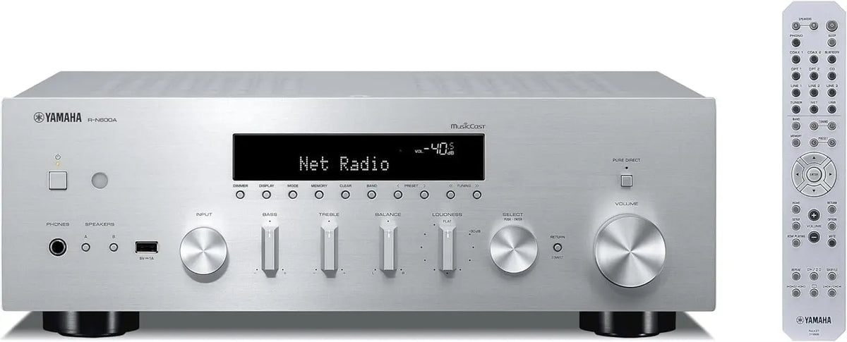 Yamaha récepteur multimédia R-N600A, avec connexion Wi-Fi, avec connexion Bluetooth, coloris gris