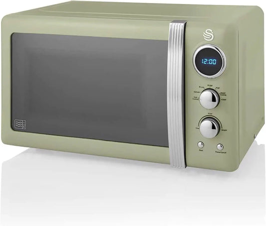 Swan four à micro-ondes SM22030GNEU, capacité 20 L, puissance 800 W, avec minuterie, coloris vert