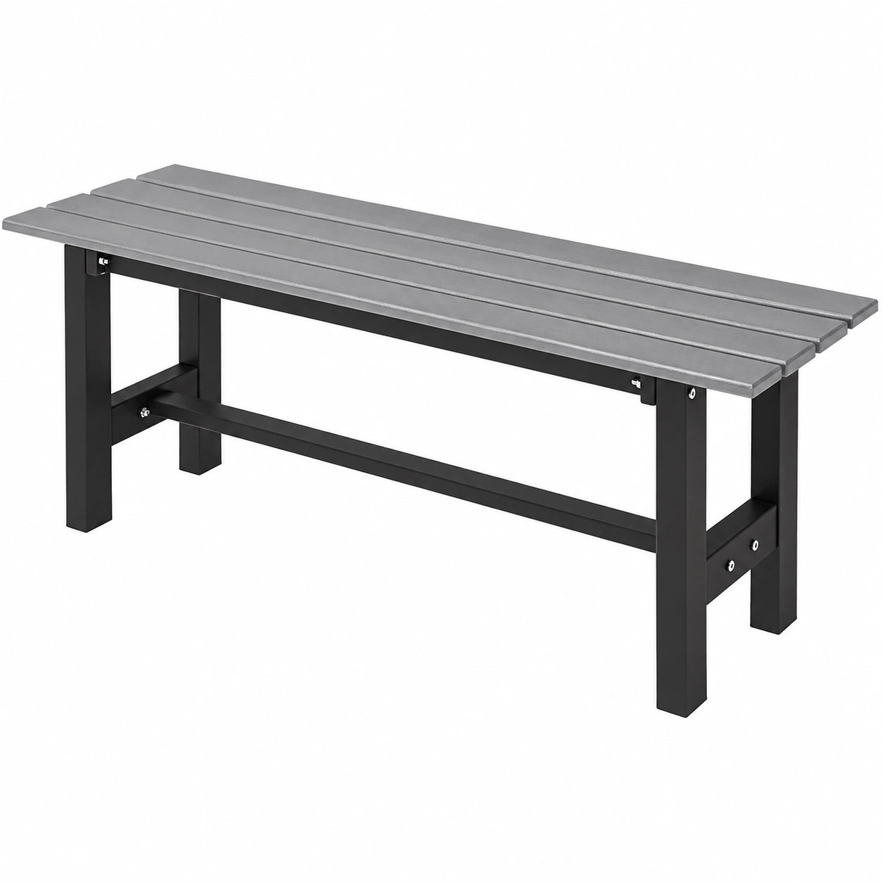 Banc, en métal, coloris gris, 2 places, 120 x 36 x 40,5 cm, pour les espaces de vie