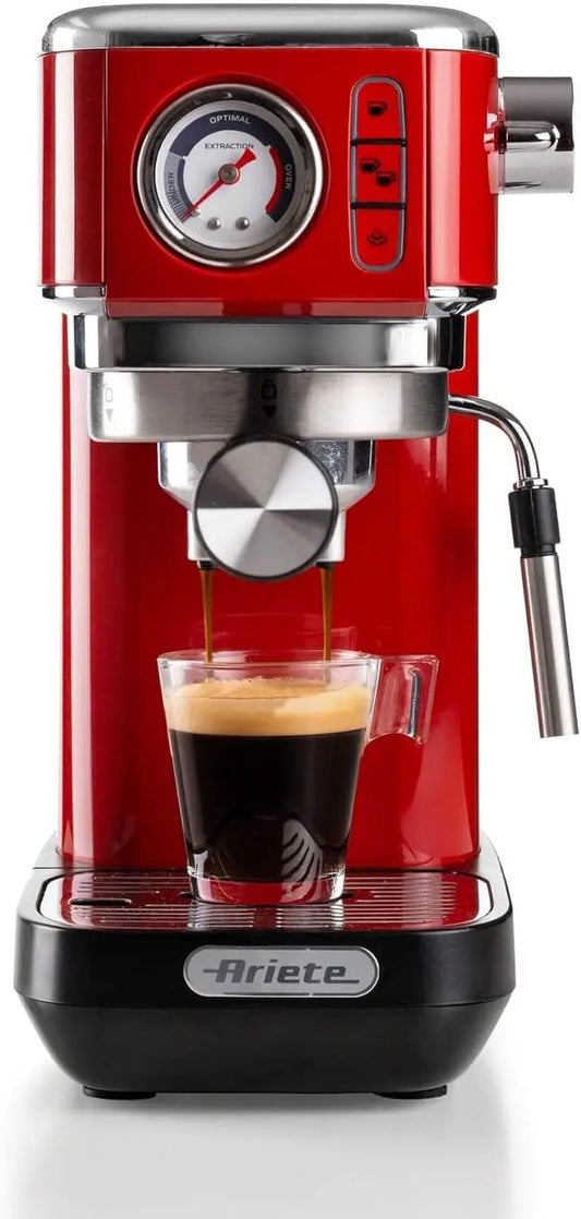 Ariete machine à café, capacité 1,1 L, puissance 1300 W, coloris rouge