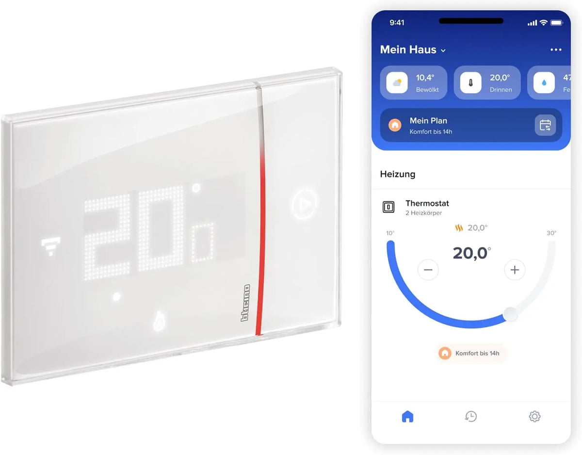 Bticino appareil électronique XW8002, avec connexion Wi-Fi, installation encastrable, usage professionnel, coloris blanc