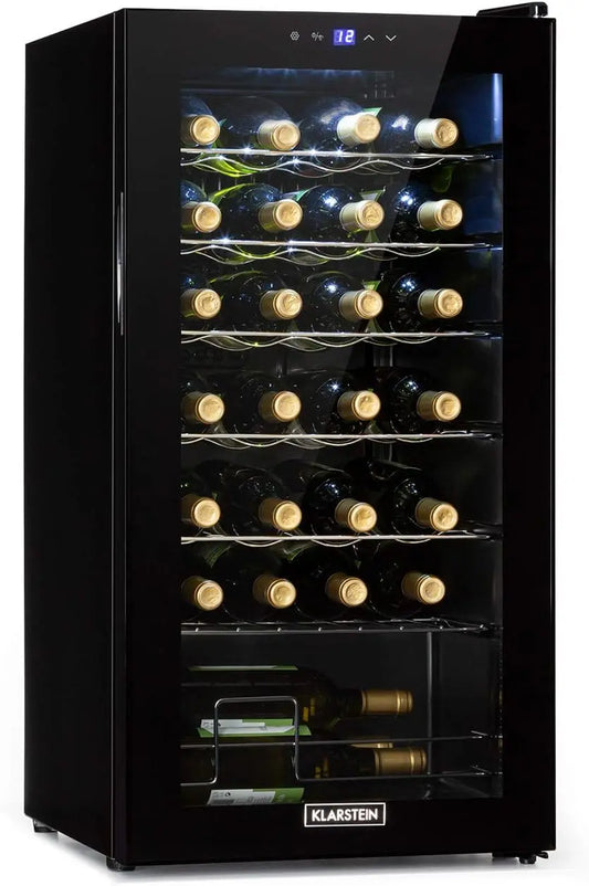 KLARSTEIN cave à vin électrique, capacité 74 L, à fonctionnement silencieux, pose libre, coloris noir
