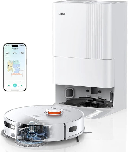 JONR robot aspirateur laveur, sans fil, coloris blanc
