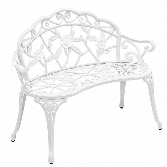 Banc, en aluminium, 99 x 54 x 78 cm, coloris blanc, pour les espaces de vie