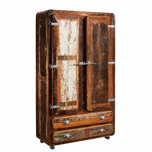 Armoire, sur roulettes, en bois massif, pour la chambre