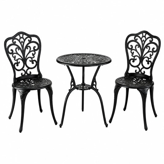 Salon de jardin, 2 places, avec 2 chaises, en aluminium, pour la terrasse ou le jardin