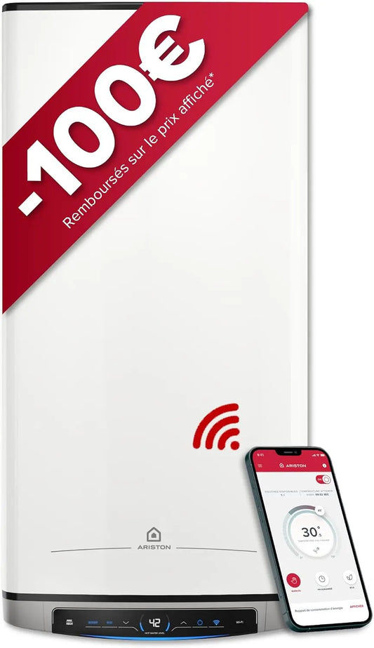 Ariston chauffe-eau électrique, capacité 80 L, avec connexion Wi-Fi