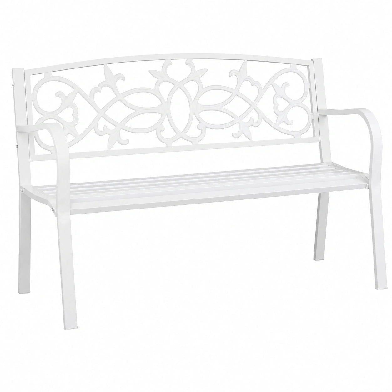 Banc, en acier, coloris blanc, 2 places, 78 x 124,5 x 58 cm, pour les espaces de vie