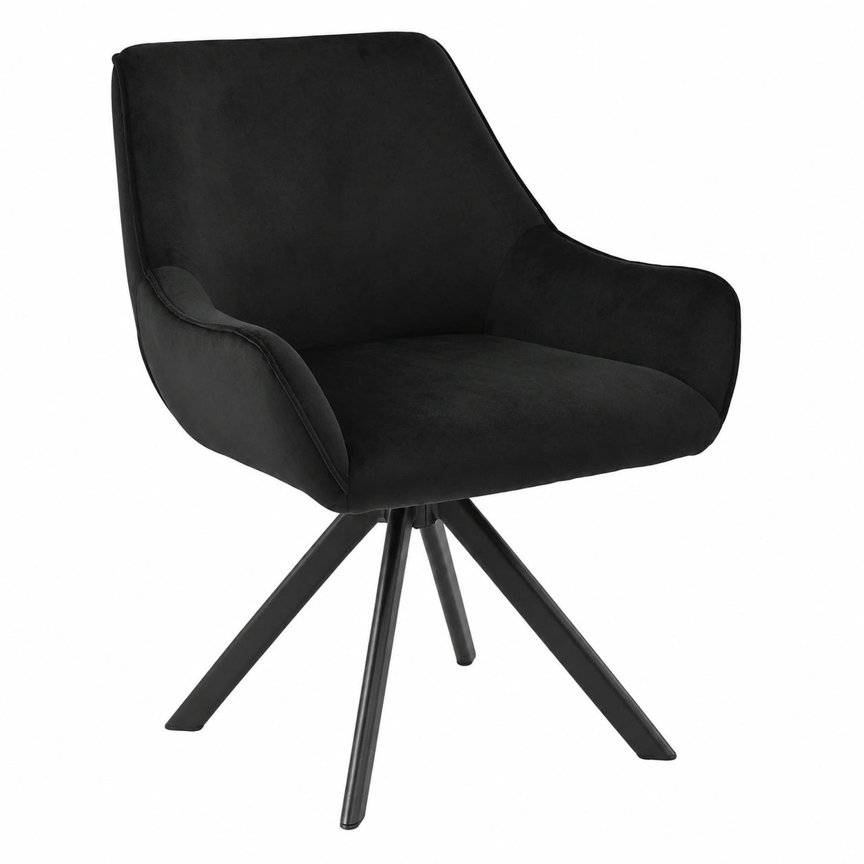 Chaise, pivotant, en métal et velours, coloris noir, pour la salle à manger ou la cuisine