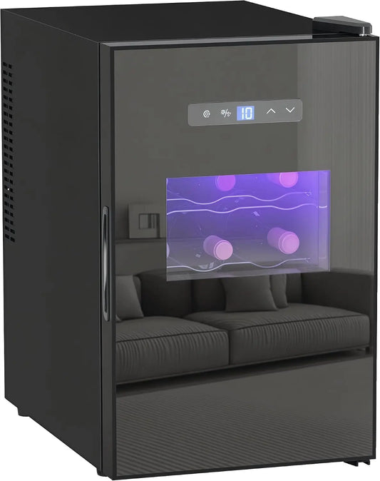 HOMCOM cave à vin électrique, capacité 39 L, à fonctionnement silencieux, coloris noir