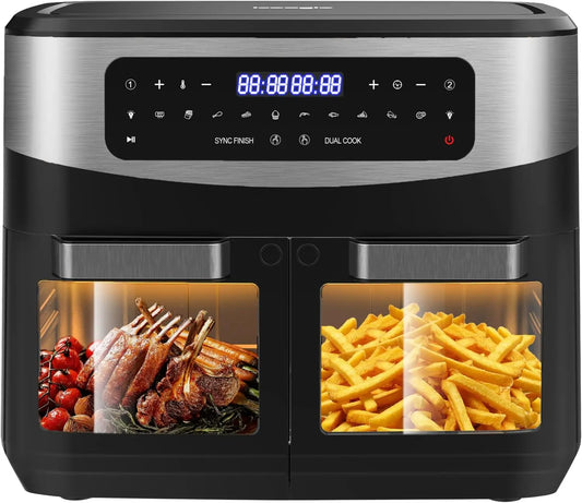 Iceagle friteuse à air chaud, capacité 12 L, puissance 2600 W, avec fonctions connectées, cuisson sans huile, coloris noir
