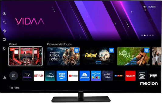 MEDION téléviseur connecté, écran 55 pouces, avec connexion Bluetooth, avec fonctions connectées, résolution 4K UHD