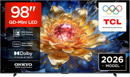 TCL téléviseur connecté 98T8D, écran 98 pouces, avec fonctions connectées, résolution 4K UHD, compatible HDR