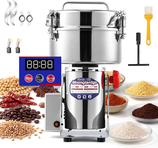 Moongiantgo moulin à céréales électrique 2500g, puissance 3600 W