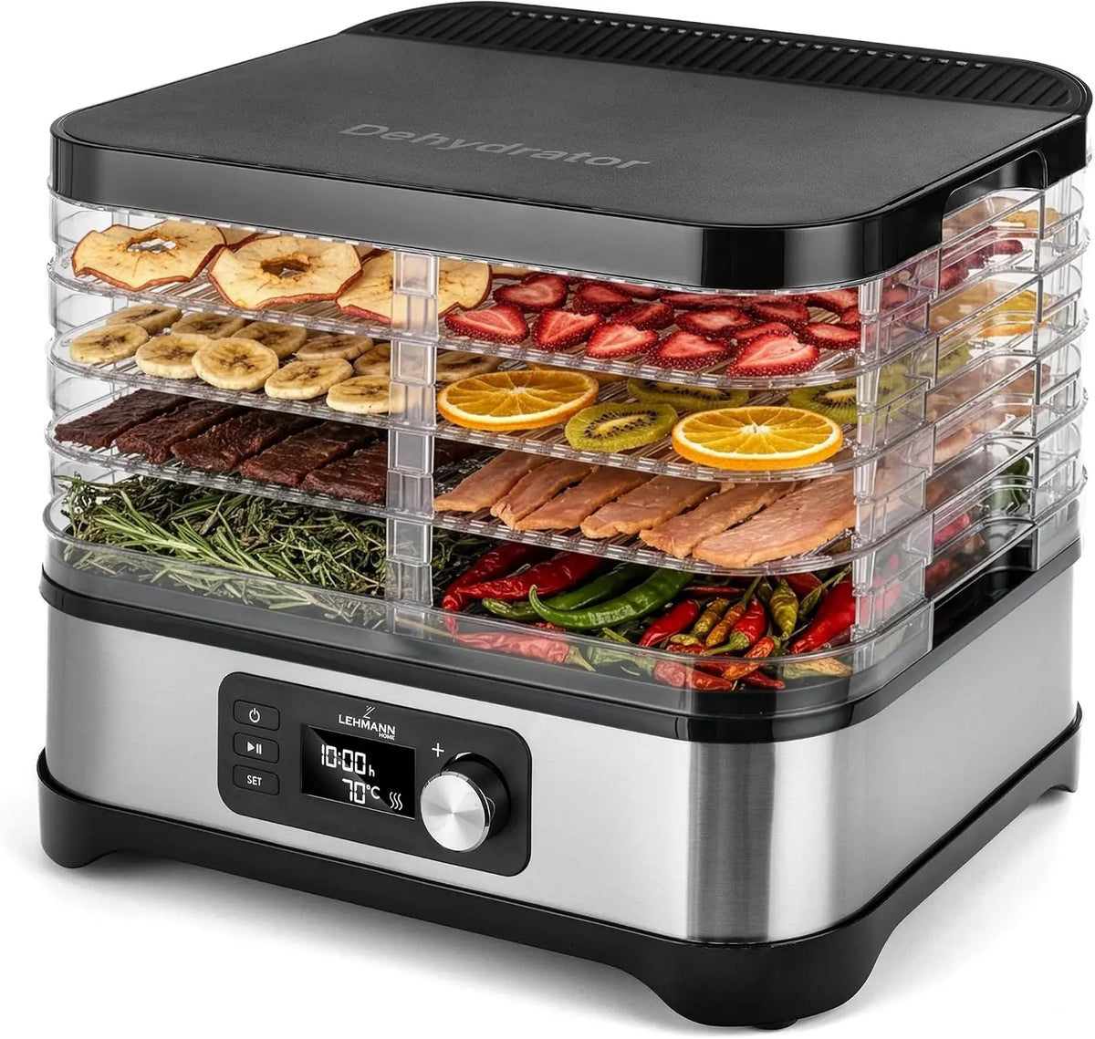 LEHMANN déshydrateur alimentaire, puissance 450 W, avec minuterie, réglage adaptable